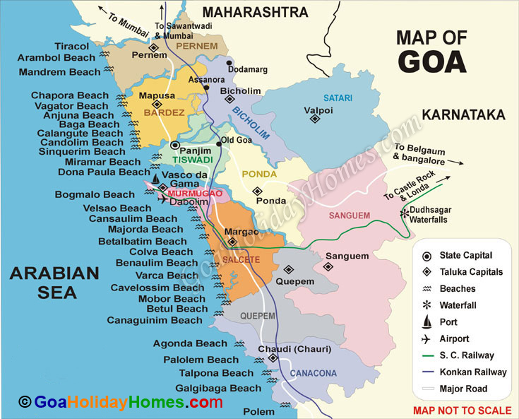 tourist map of goa. Goa Map